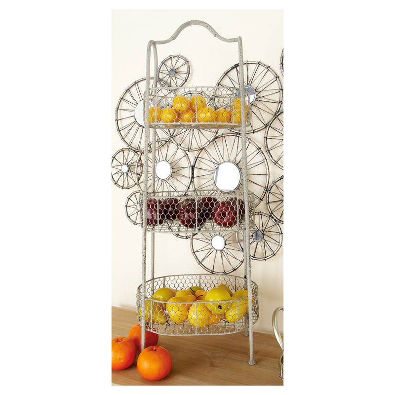 41" 3 Tier Rustic Farmhouse Iron Basket Stand - Olivia & May