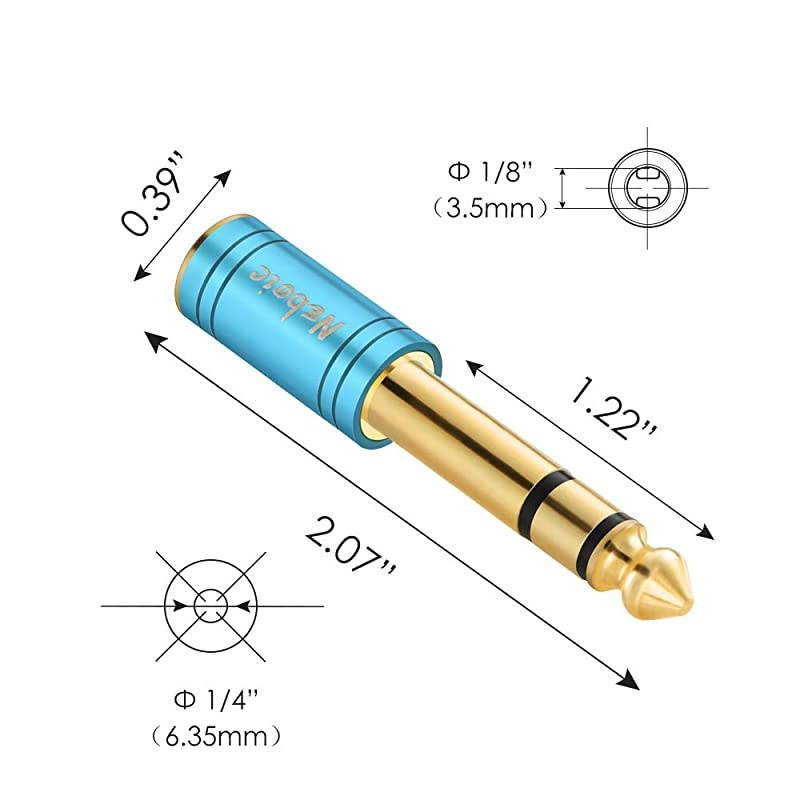 4Packs 14 Male to 35mm 18 Female Headphone Adapter 18 Inch Plug Male to 14 Inch Jack Female Stereo Adapter