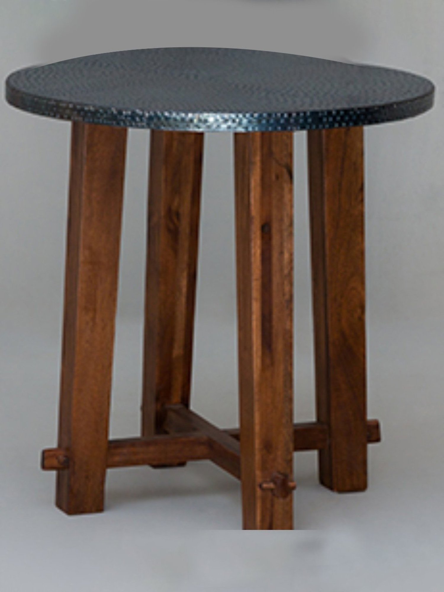 Artisans Rose Hammered Black Acacia Wood & Metal End Table