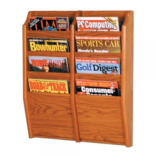 Wooden Mallet Cascade 8 Pocket Magazine Display Rack Medium Oak