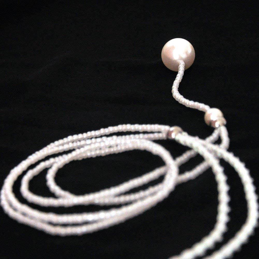 Bluetooth Headphones Stereo Necklace Wireless Headphones Car Hand Free Earbuds Headsets Earpiece Built-in Mic Earphones for All Version Smart Mobile Phones White Pearls Fashion Jewelry Girls Women