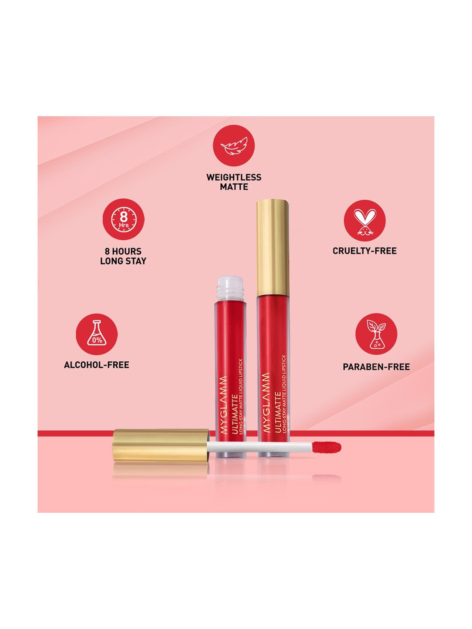 MyGlamm Ultimatte Long Stay Matte Liquid Lipstick Red Diva - 2.5 ml