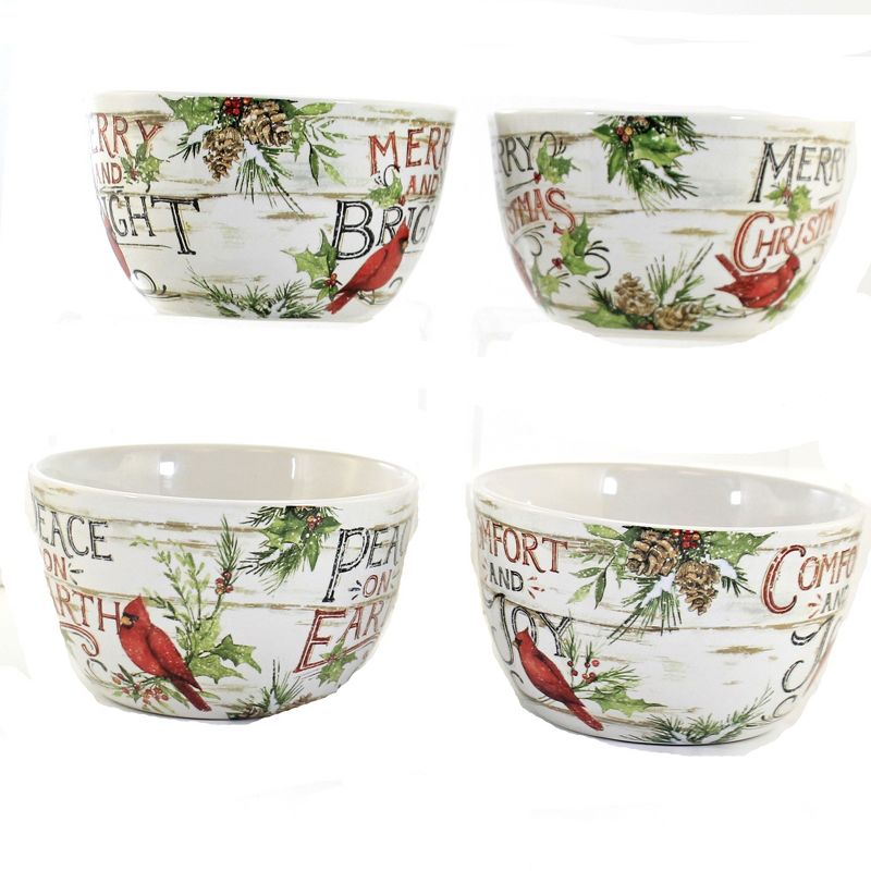 Tabletop 3.0" Evergreen Ice Cream Bowl Set/4 Cardinal Christmas Certified International  -  Serving Bowls