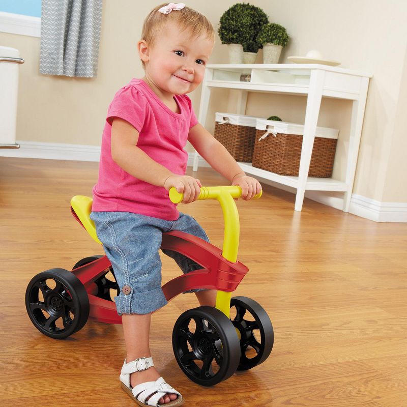 Little Tikes Scooteroo 4 Wheel Toddler Indoor Outdoor Ride On Toy Bike, Red/Yellow