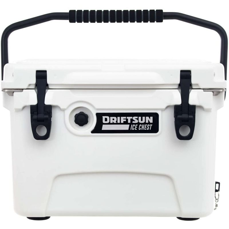 Driftsun Heavy Duty Rotomolded Thermoplastic UV Resistant Portable 20 Quart Insulated Hardside Ice Chest Beverage Cooler, White