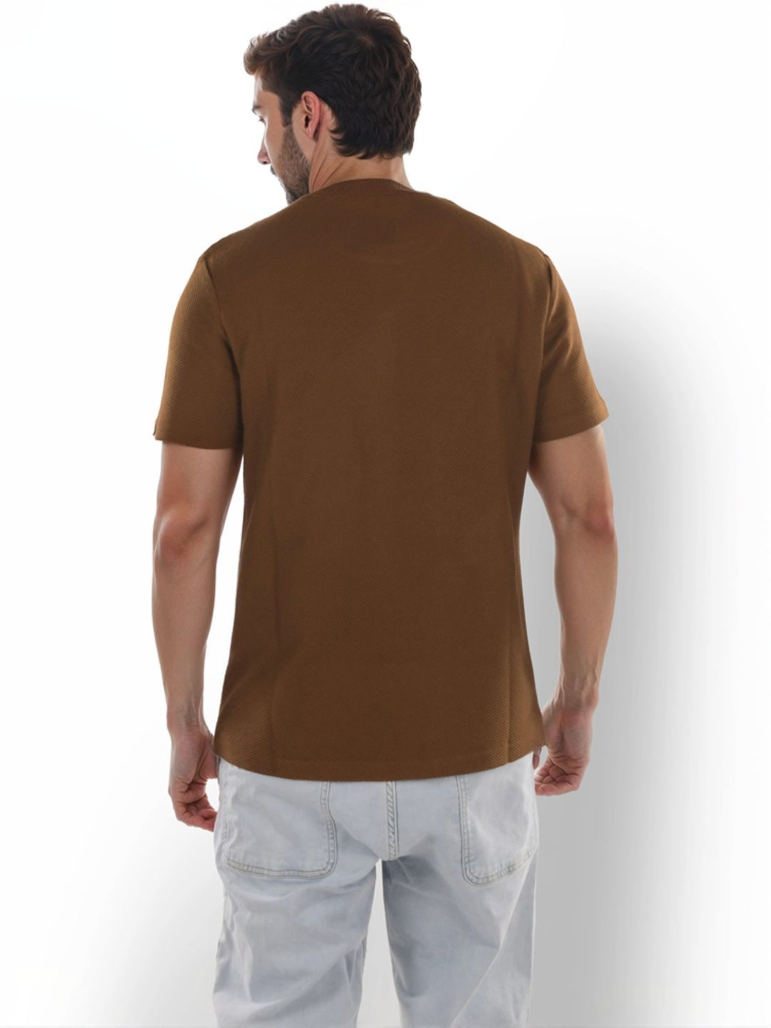 Celio* Dk Brown Regular Fit T-Shirt