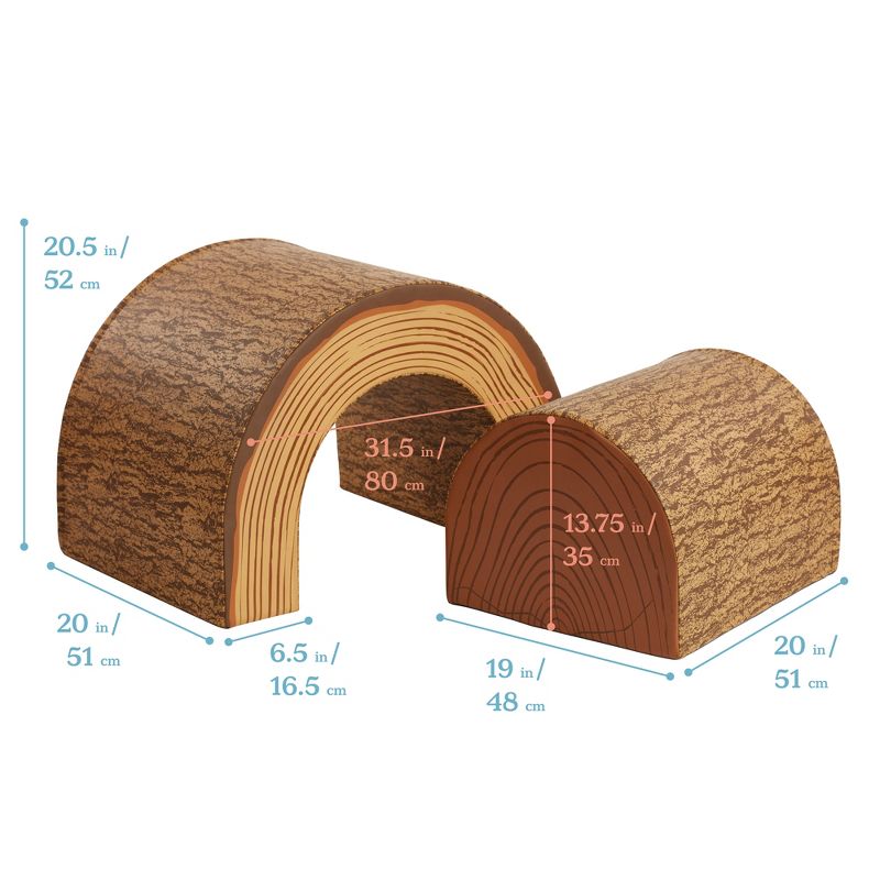 ECR4Kids SoftZone Tree Tunnel and Climber Play Set, Climbing Foam Structure for Kids, 2-Piece