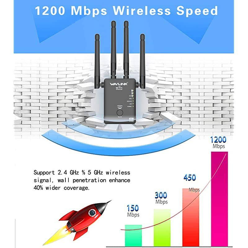 Range Extender Repeater, Latest 1200Mbps Repeater Wireless Signal Booster, 2.4 and 5GHz 360 Degree Full Coverage Extender Signal Amplifier with AP/Router/Repeater Mode