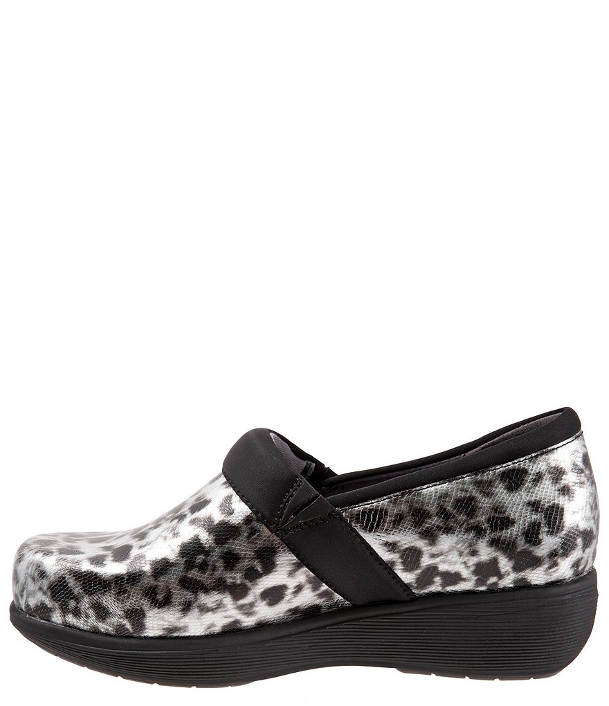 SoftWalk Meredith Sport Leopard Print Leather Slip-On Clogs