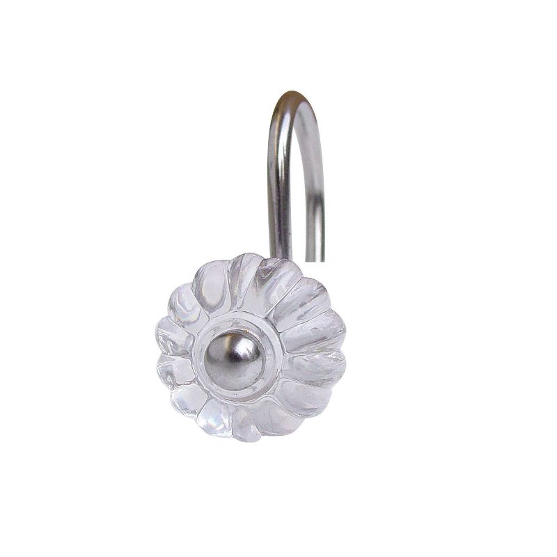 Acrylic Petals Flora Shower Curtain Hooks Medium Clear Set of 12 - Elegant Home Fashions