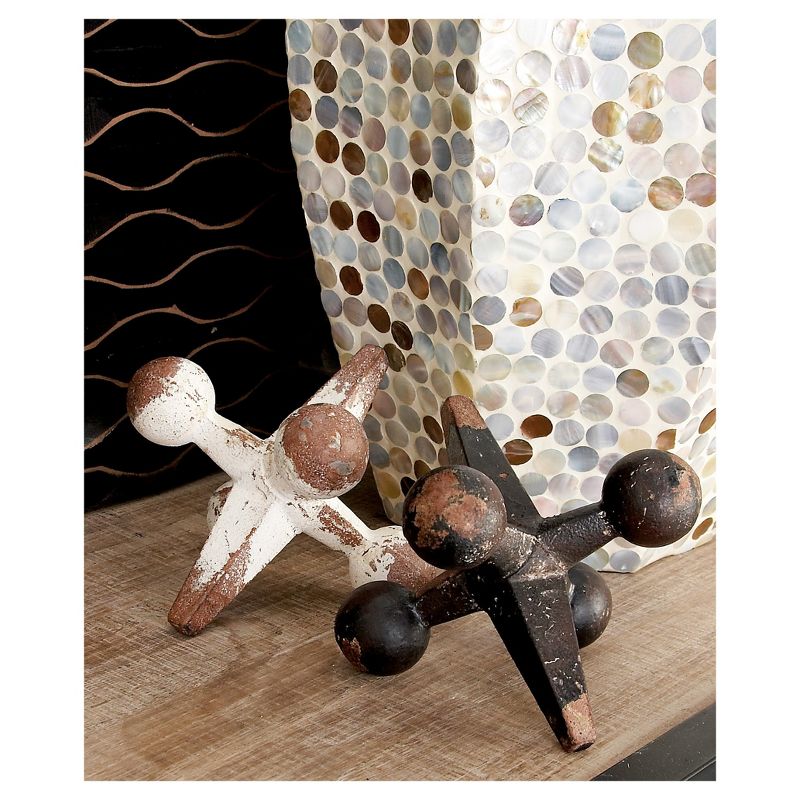 Industrial Arts Rustic Iron Jacks Table Sculptures Blue/White/Gray 4" 2pk - Olivia & May