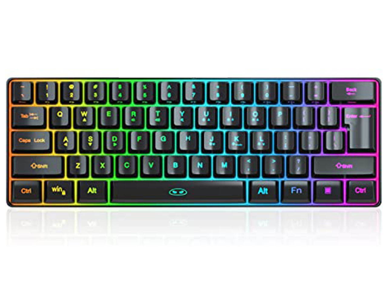 Wireless mini keyboard 61-key mini portable membrane keyboard RGB backlit office keyboard Windows/Mac/laptop keyboard (white)