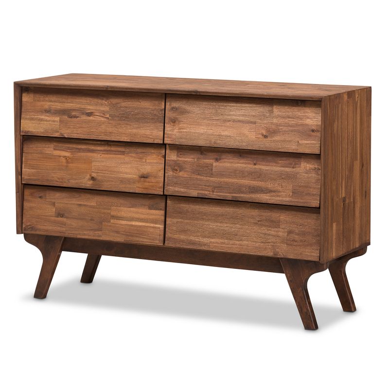 Sierra Mid-Century Modern Wood 6 Drawer Dresser Brown - Baxton Studio