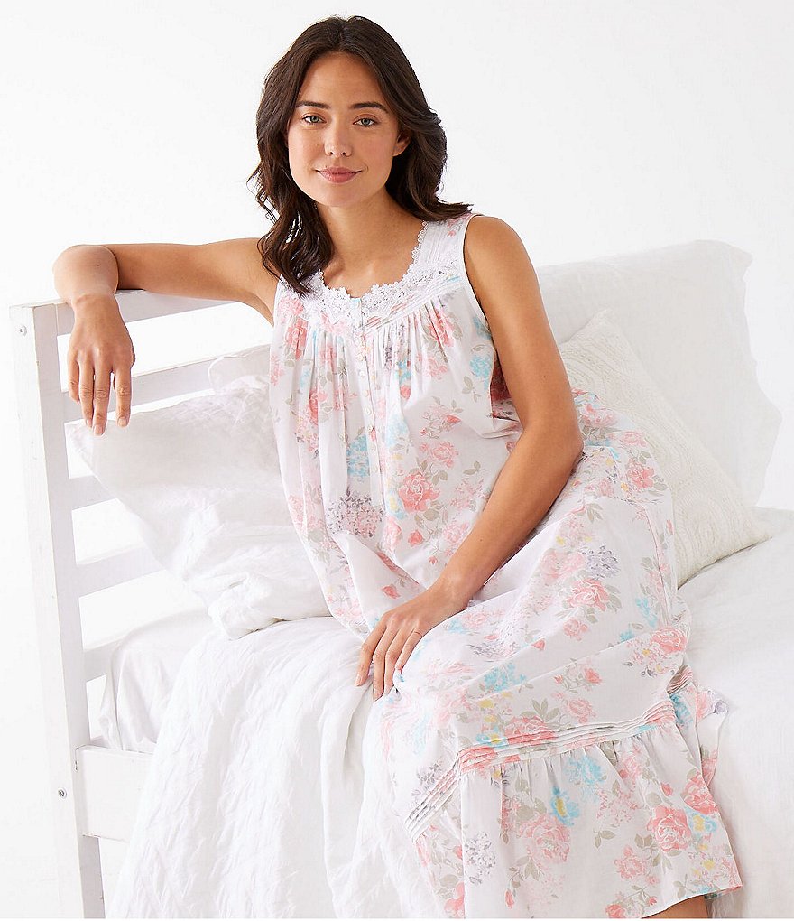 Eileen West Floral Print Woven Lawn Ballet Nightgown