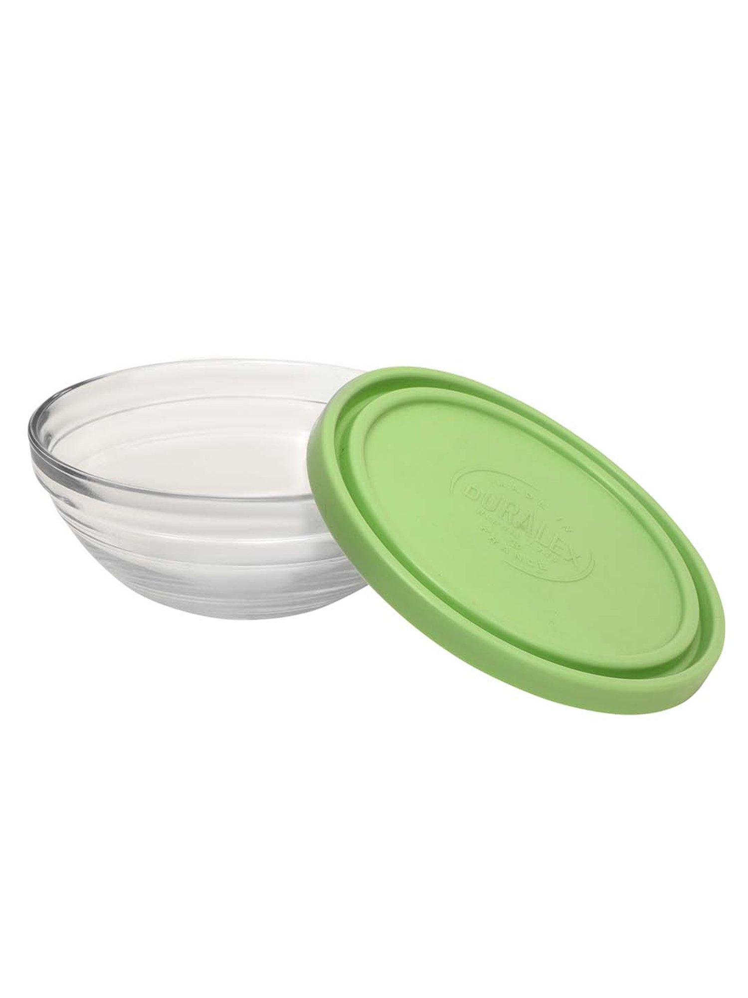 Duralex 'Freshbox' Transparent & Green Glass 14 cm Container With Lid (0.5 L) - Set of 3