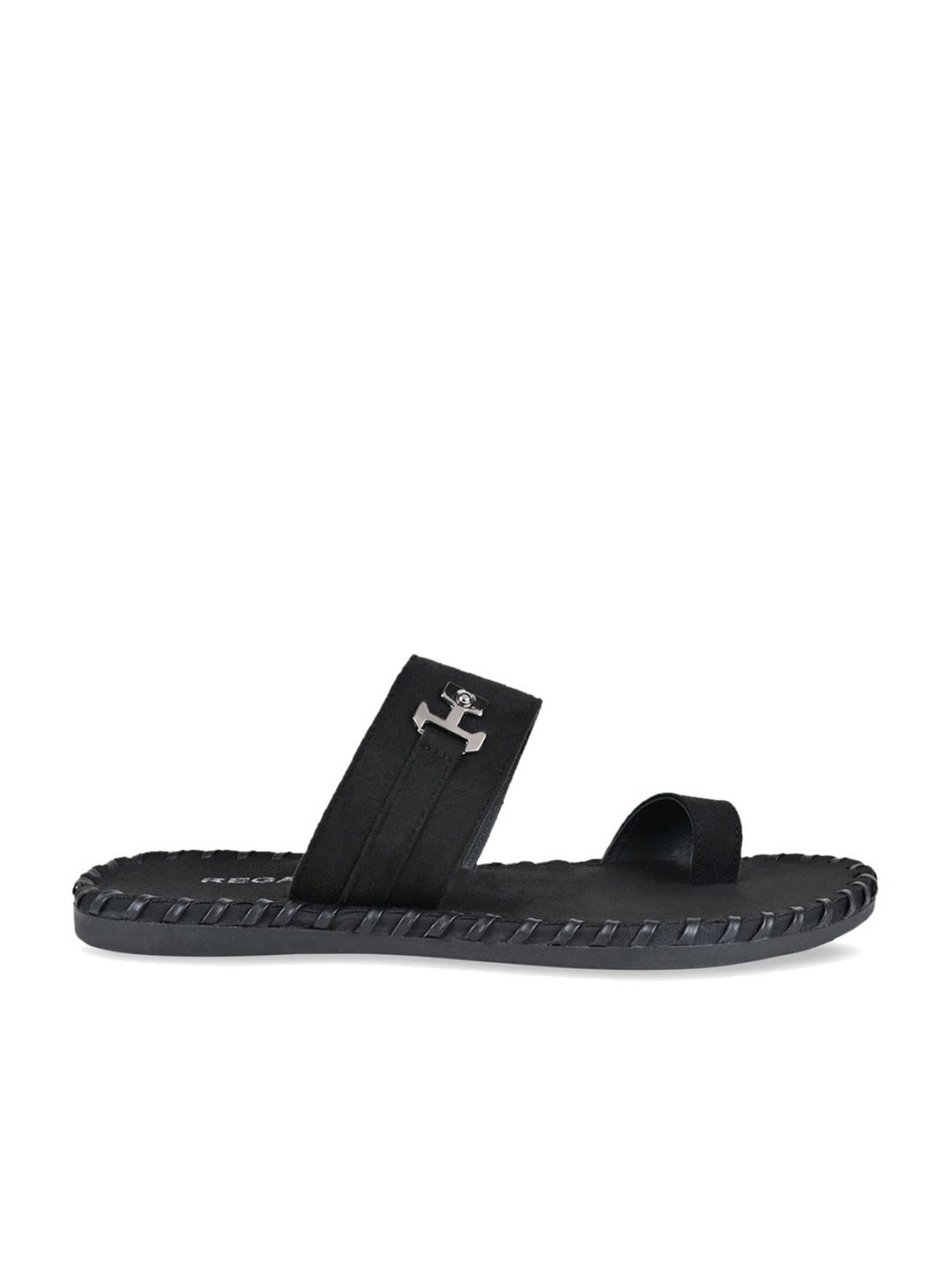 Regal Men's Black Toe Ring Sandals
