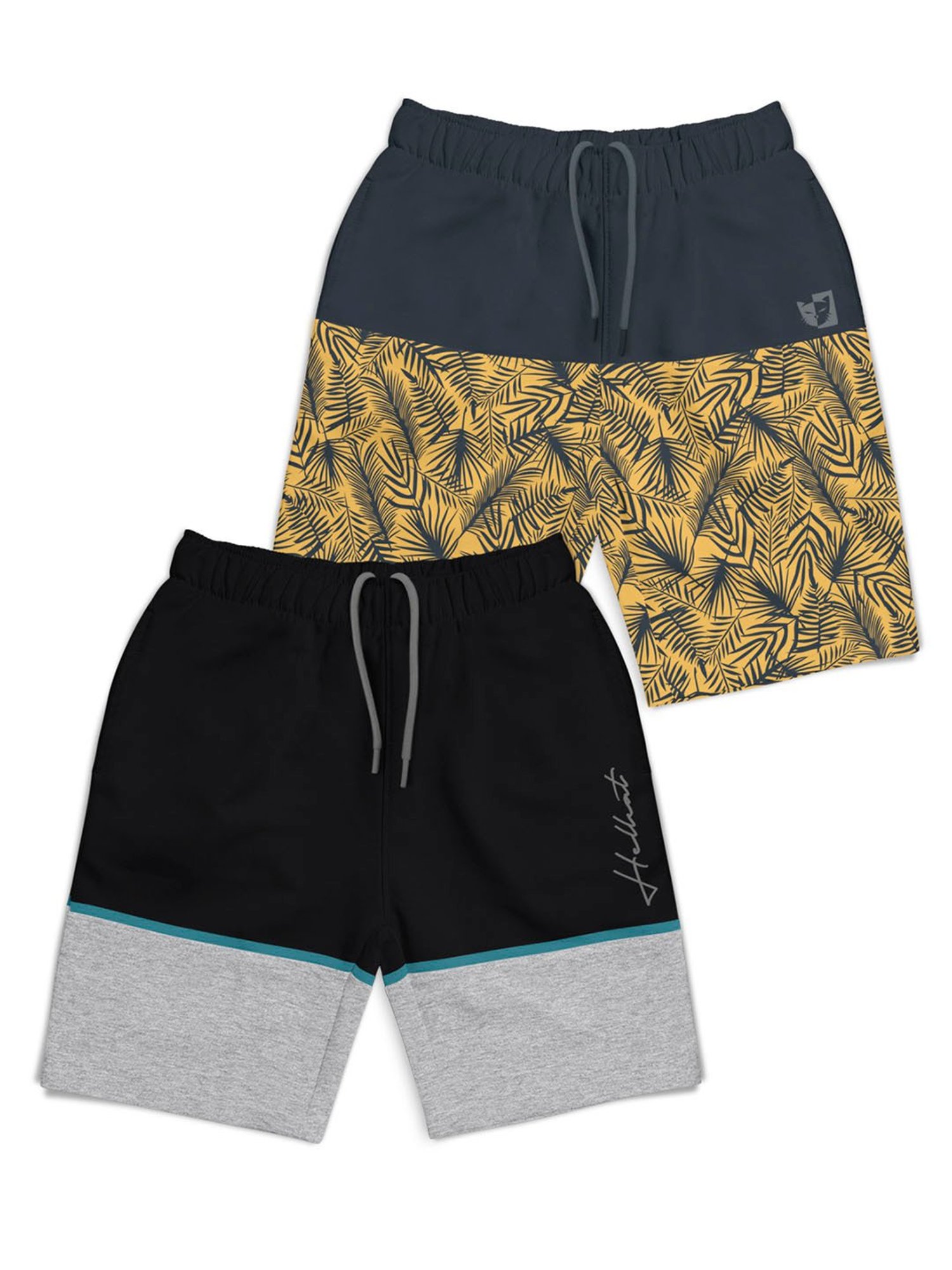 HELLCAT Kids Multi Color Block Shorts (Pack Of 2)