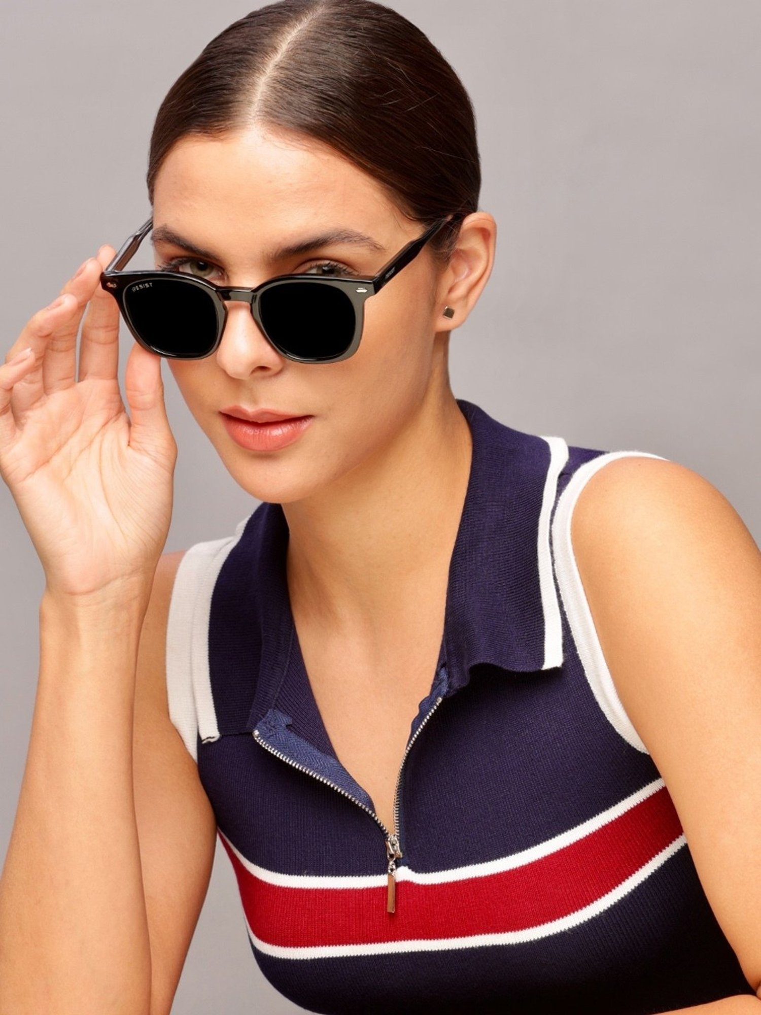 Resist Eyewear Black Wayfarer uv protected Unisex Sunglasses