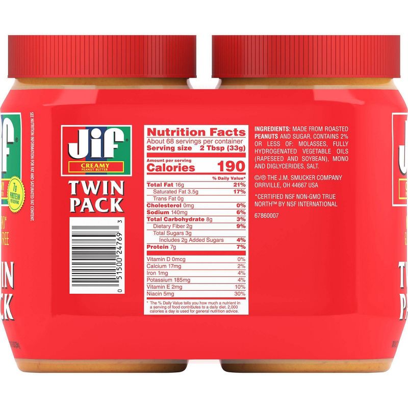 Jif Creamy Peanut Butter Twin Pack - 80oz