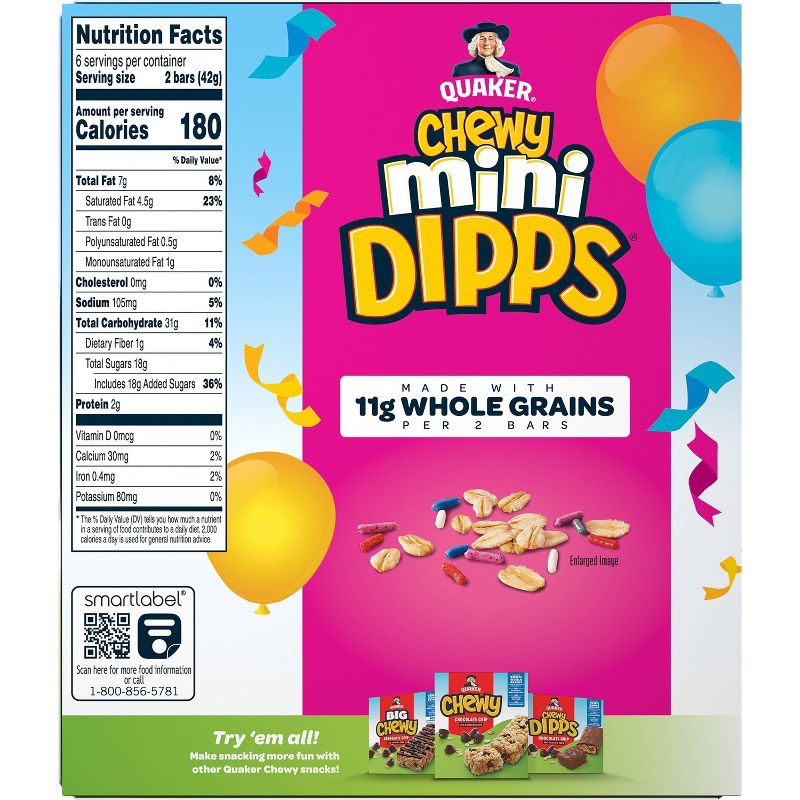 Quaker Chewy Mini Dipps Birthday Bash Bars - 8.4oz/12ct