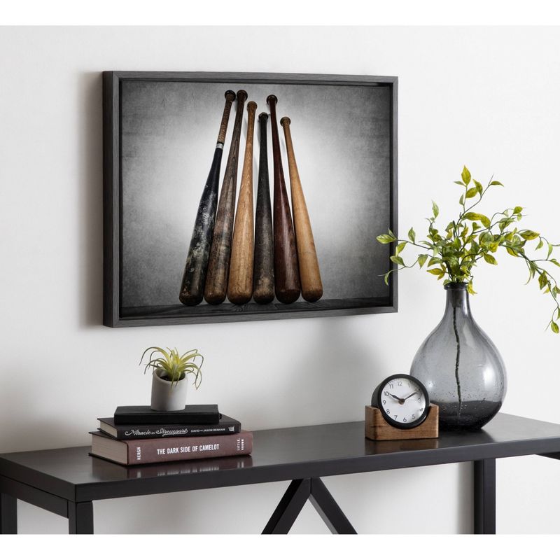 18" x 24" Sylvie Baseball Bats Framed Canvas by Shawn St. Peter Gray - DesignOvation