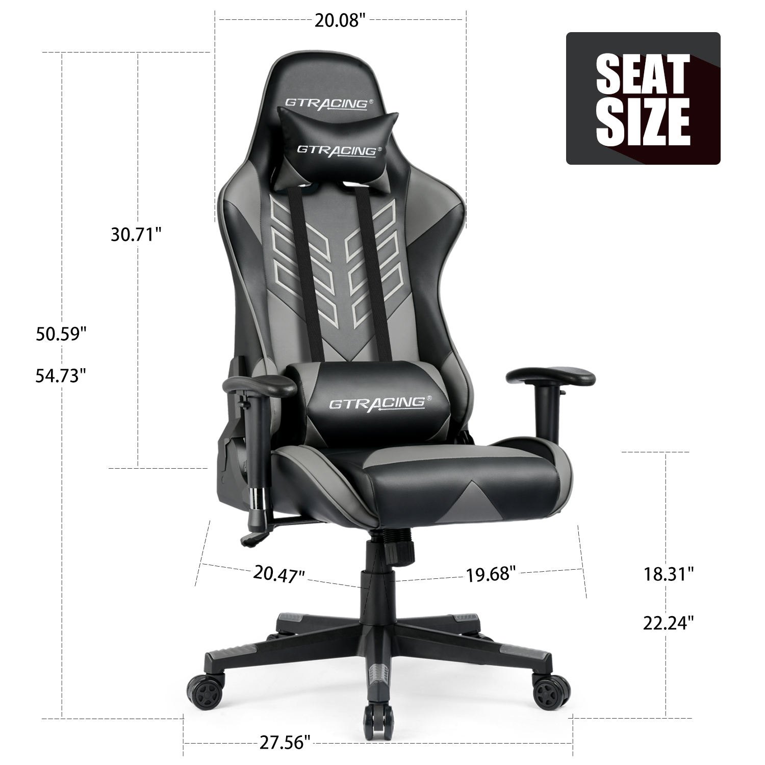 GTRACING Executive High-Back Gaming Chair Computer Office Chair PU Leather Swivel Chair Racing Chair