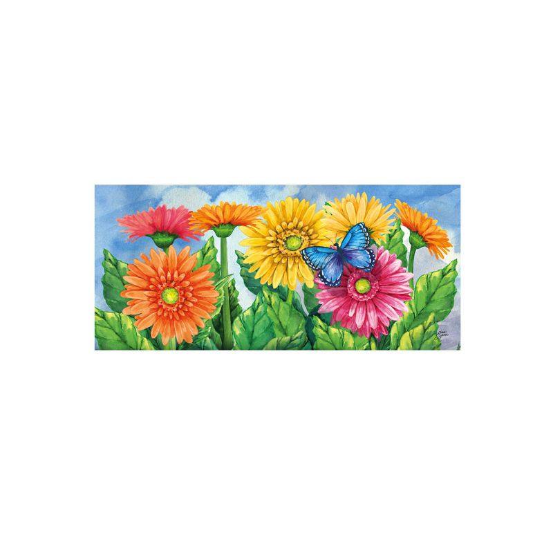 Evergreen Flag Gerbera Daisies Sassafras Switch Mat 10 x 22 Inch Interchangeable Door and Floormat for Homes Gardens and Yards
