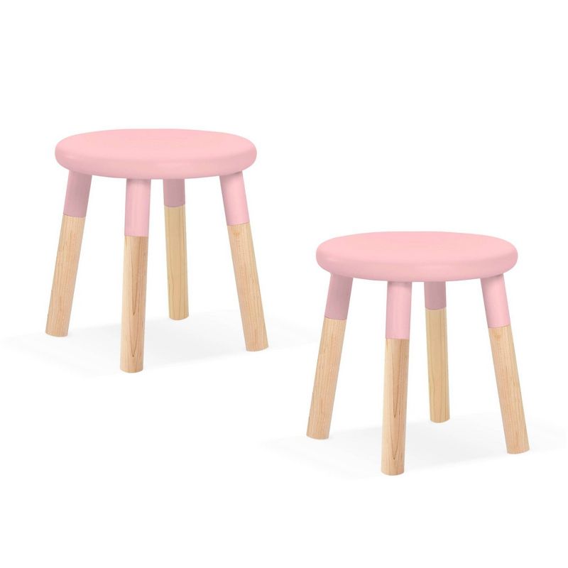 Set of 2 Peewee Wood Veneer Kids' Chairs Maple/Pink - Nico & Yeye
