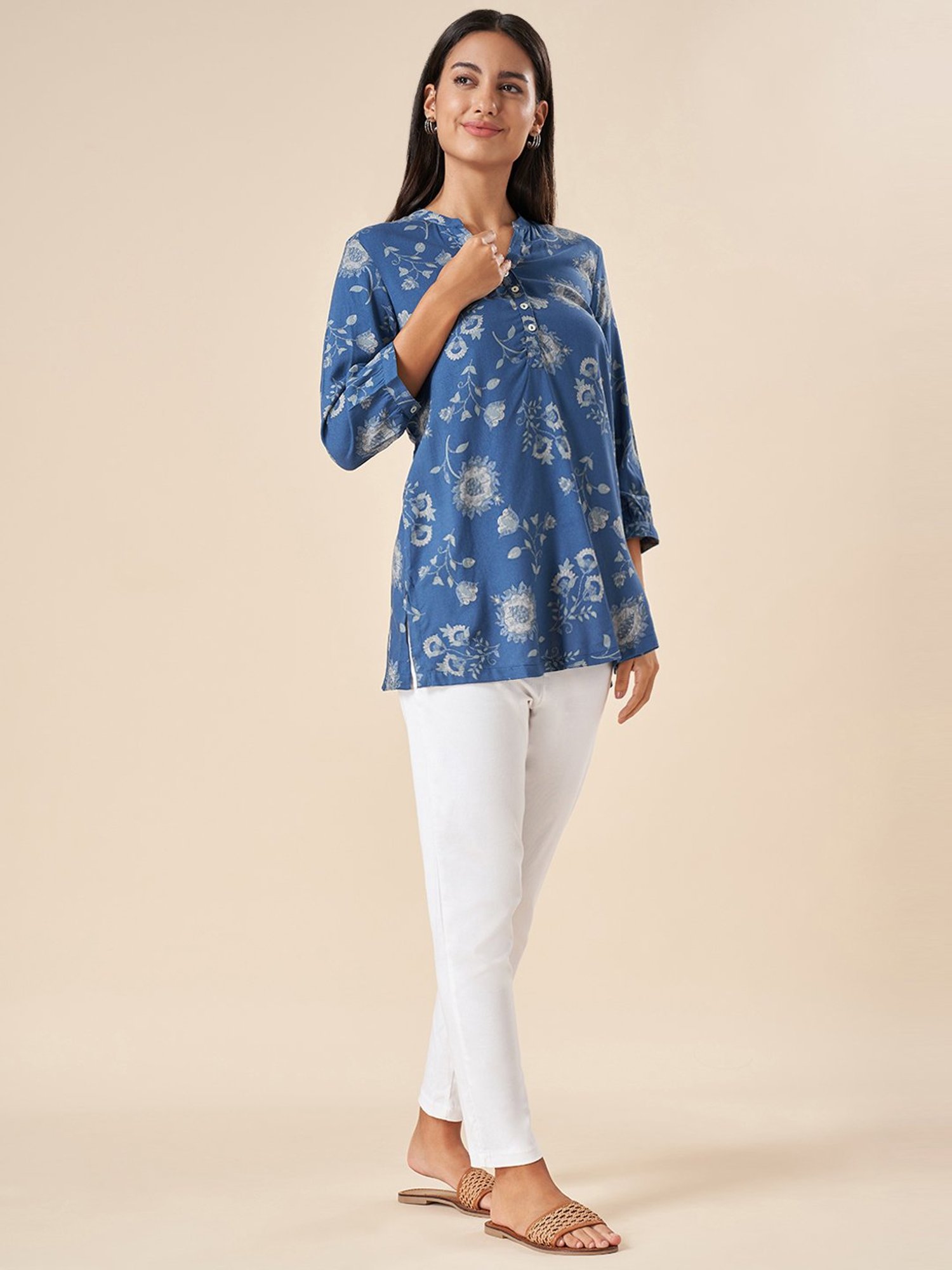 Akkriti by Pantaloons Indigo Blue Printed Tunic