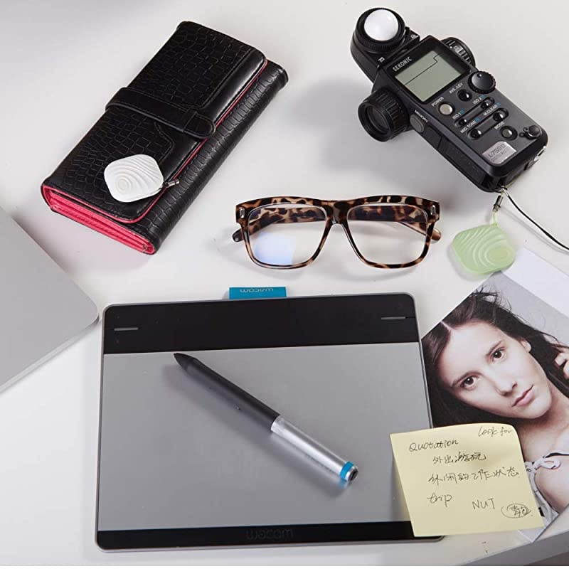 Nut3 4pcs Key Finder Smart Tracker Bluetooth Locator Key Finder Keychain Anti-Lost Bidirectional Alarm Reminder for Phone Dogs Luggage Wallet with App and Replaceable Battery White and Gray