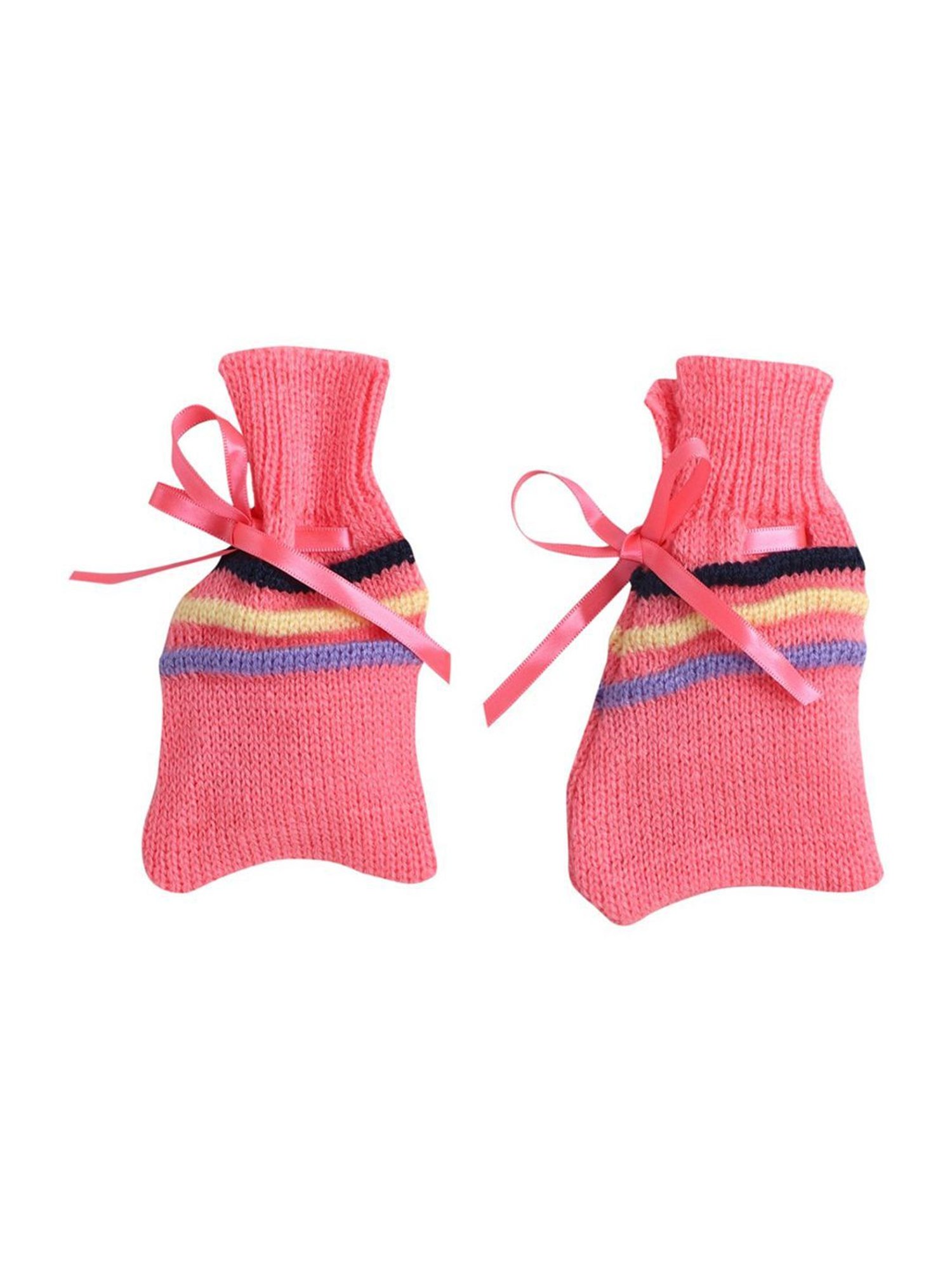 Little Angels Kids Pink & Black Striped Full Sleeves Sweater Set