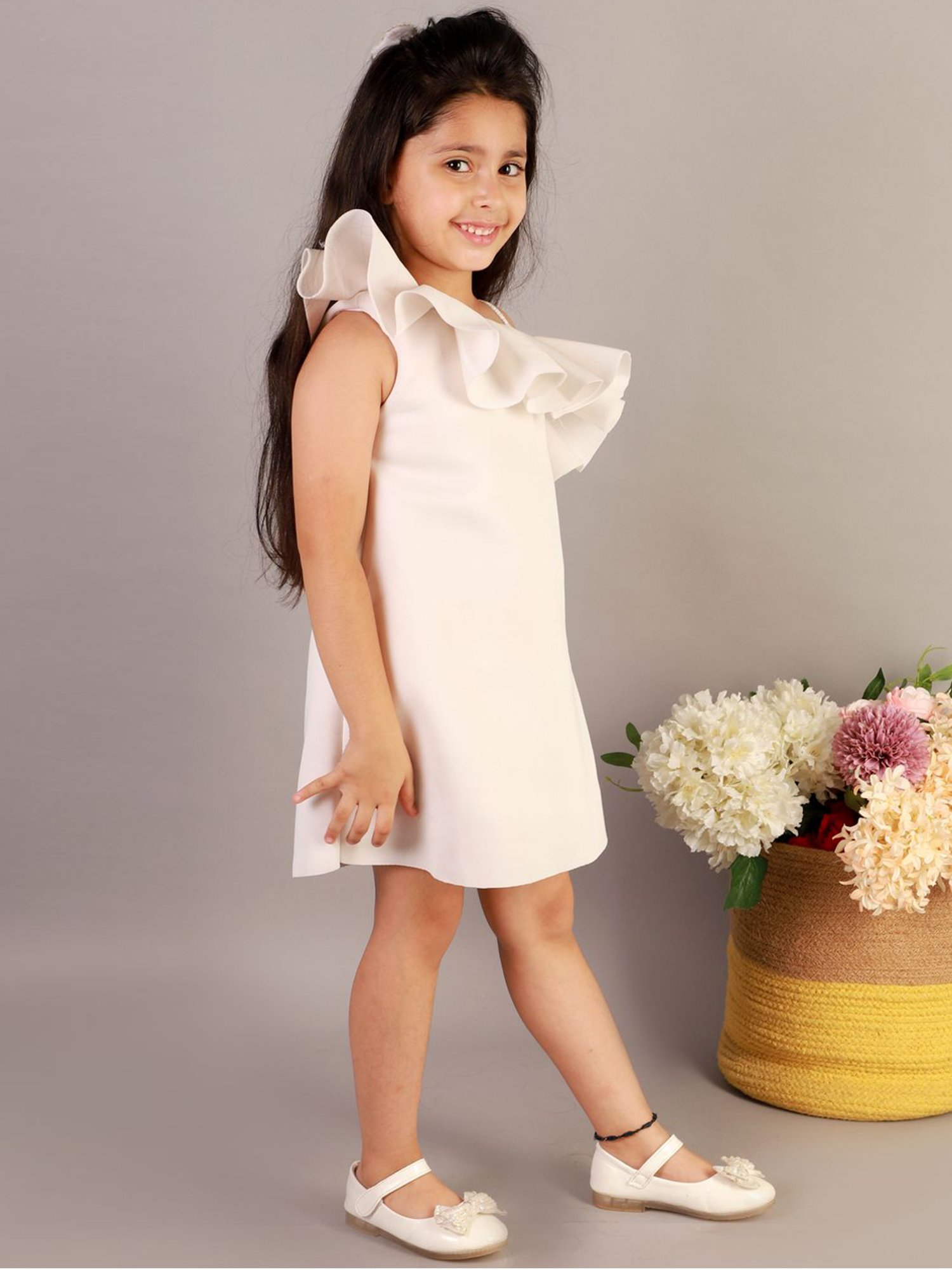 KidsDew White Straight Fit Dress