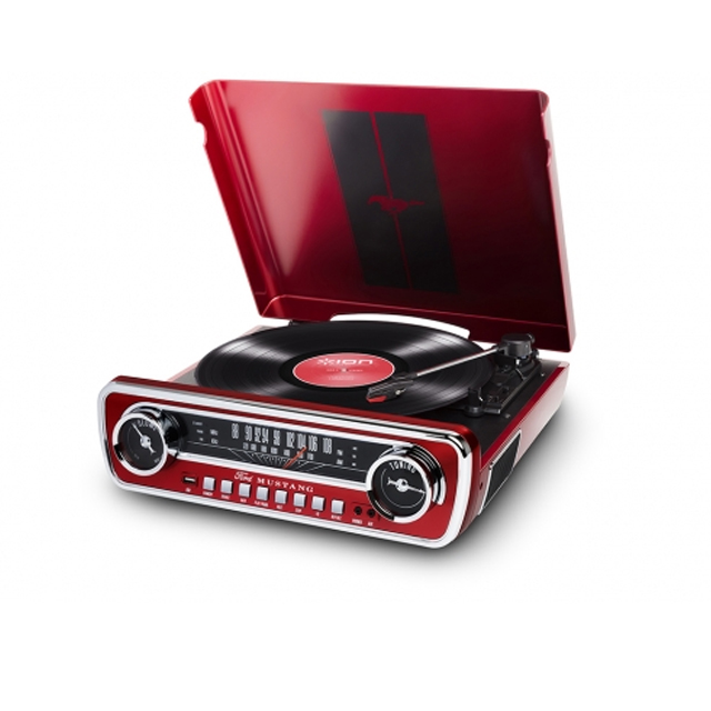 ION MUSTANG-LP-RED IT69 CLASSIC CAR-STYLED MUSIC CENTER