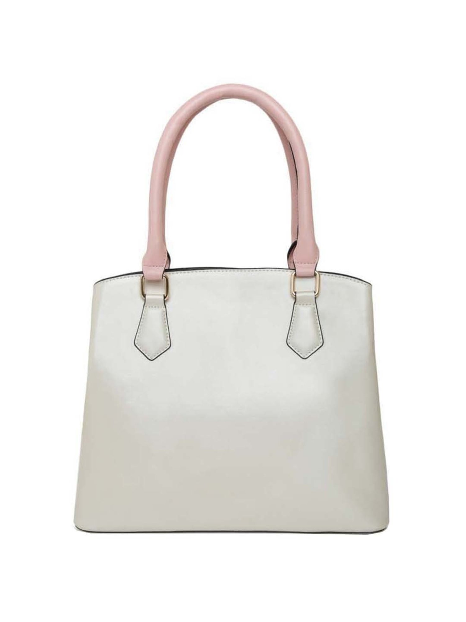 KLEIO Pink & White Textured Medium Handbag