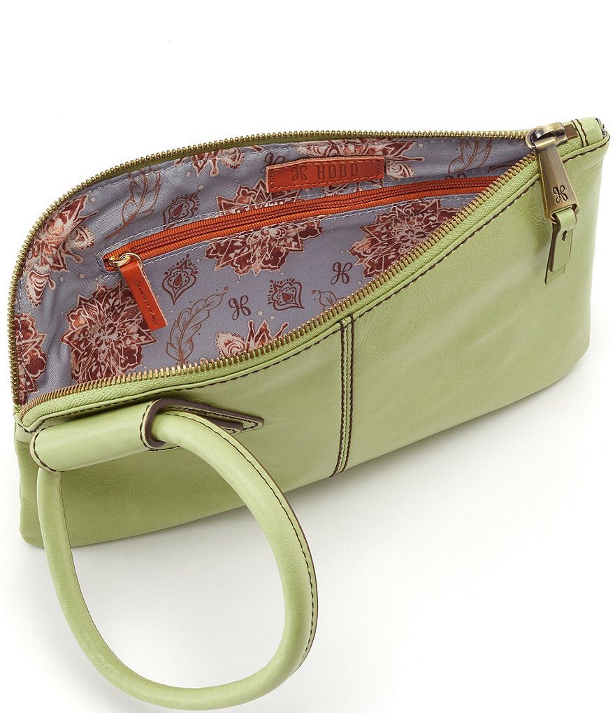 HOBO Sable Top Grain Leather Tassel Ring-Handle Top Zip Wristlet