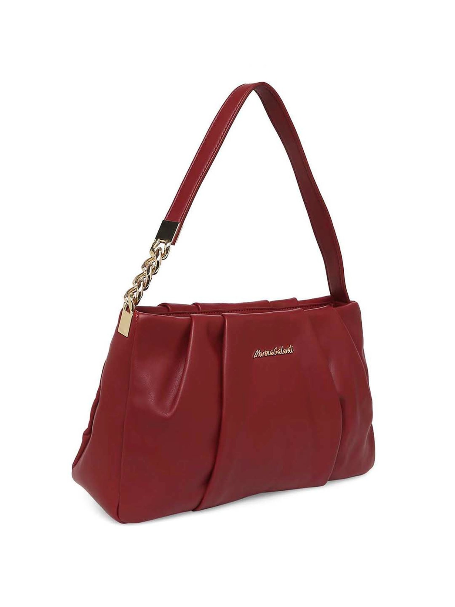 Marina Galanti Red Textured Medium Baguette Bag