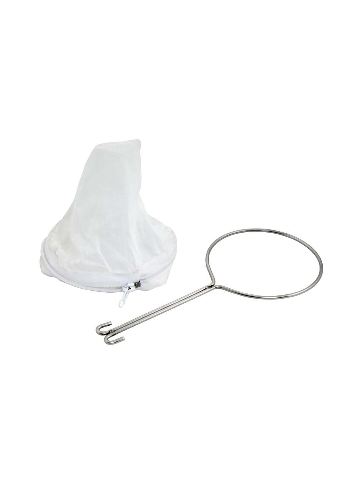 Hazel Silver & White Stainless Steel And Cotton Cloth Water Strainer