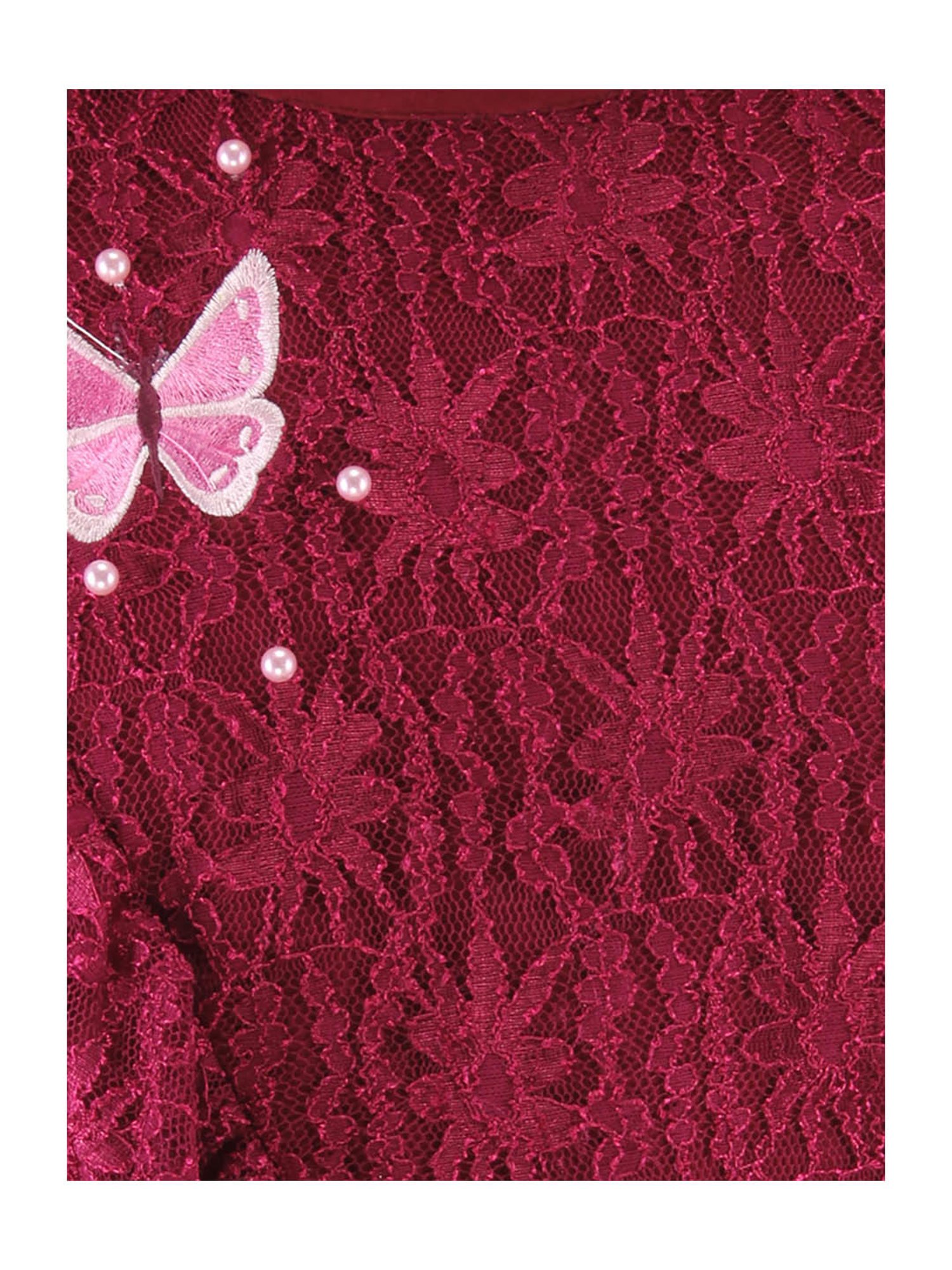 Cutecumber Kids Maroon Self Design Top