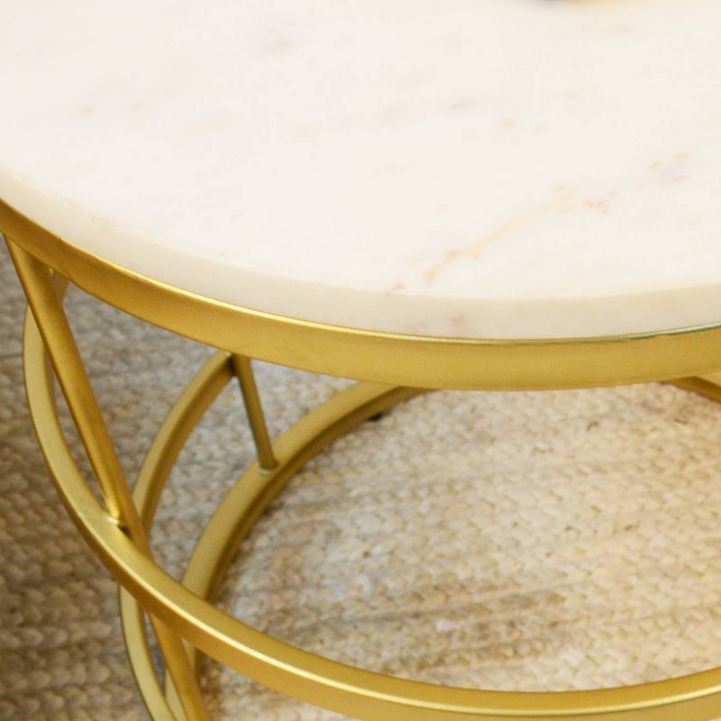 Hollyn Round Accent Table White/Gold - Carolina Chair & Table