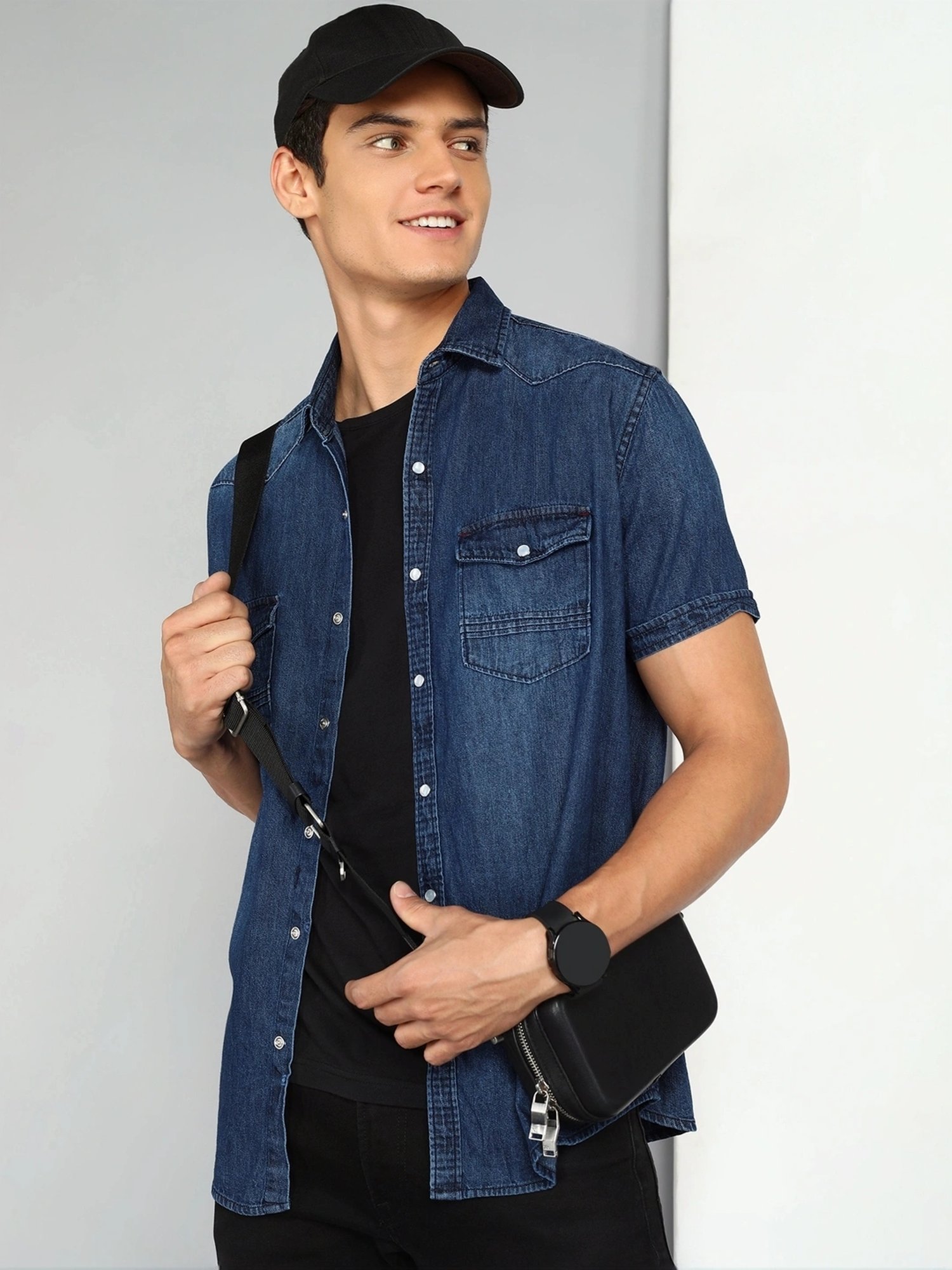 Kuons Avenue Blue Slim Fit Denim Shirt