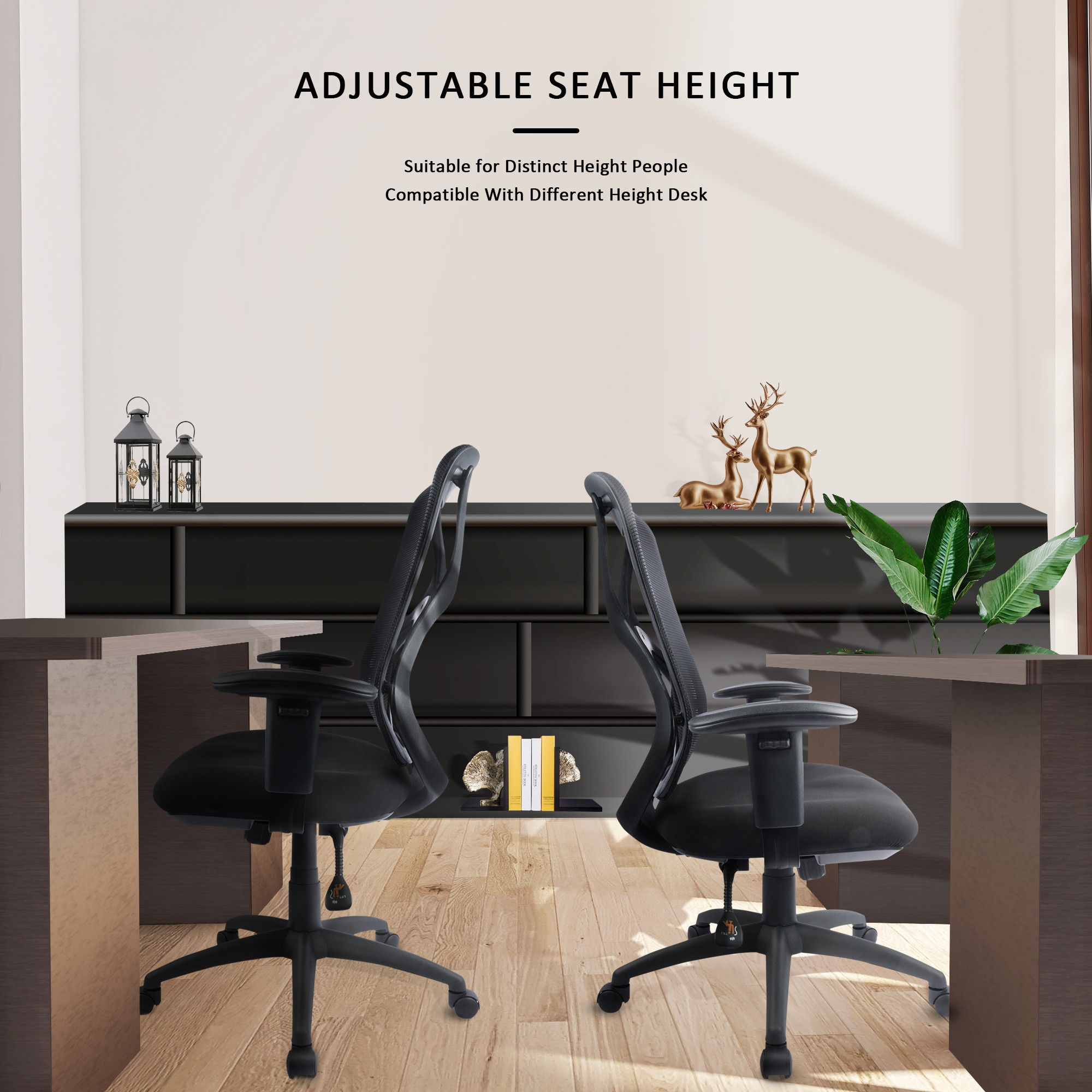 Office Desk Chair Clearance, Ergonomic Mesh Computer Task Chair with Headrest, Adjustable Armrests, Seat, and Lumbar Support, High Back Executive Swivel Chair, Black