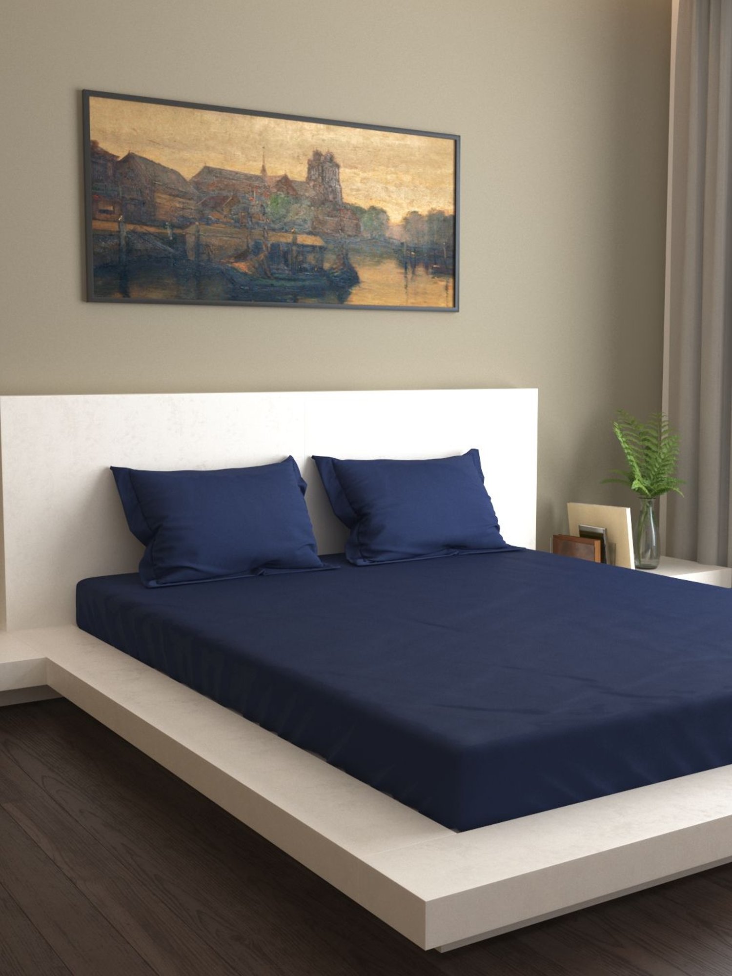 Mark Home Naturelle 400 TC Navy Bed Sheet Set