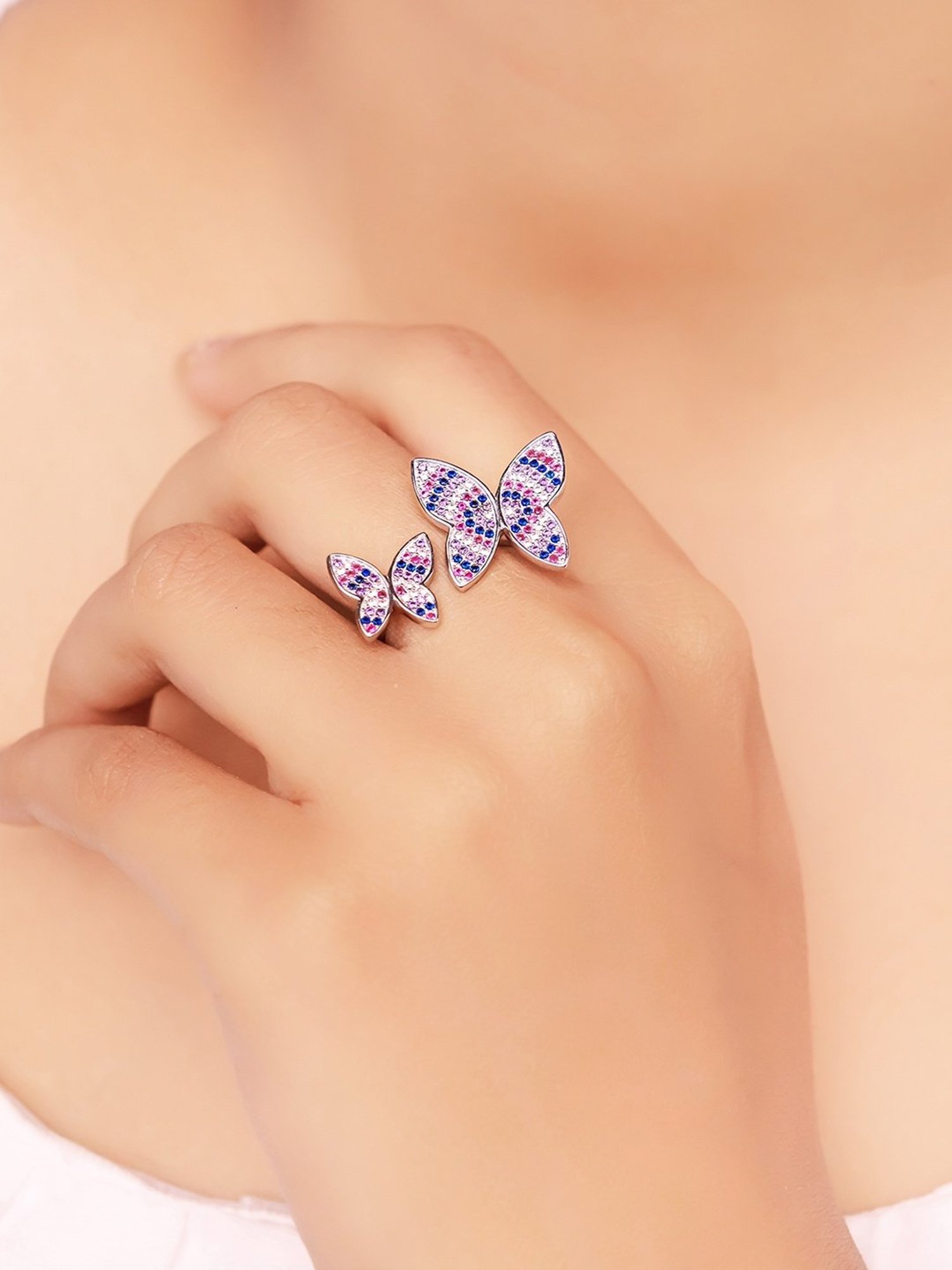 Silberry 92.5 Sterling Silver Barbie Wings Ring