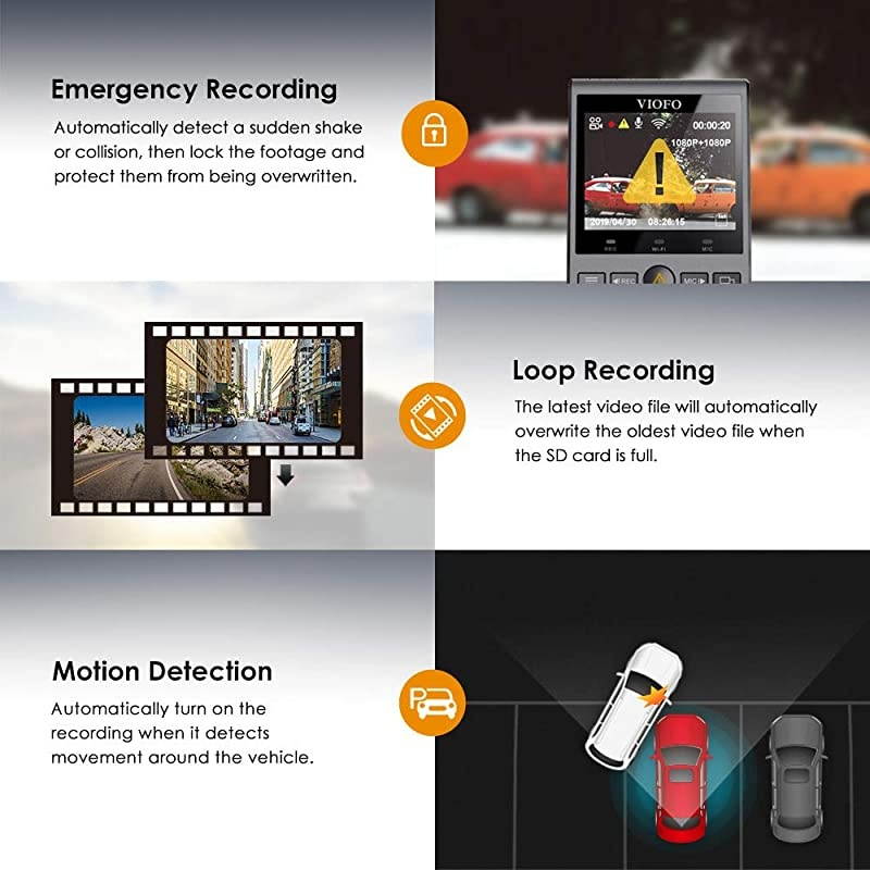 A129 Pro Duo 4K Dual Dash Cam 3840 x 2160P Ultra HD 4K Front and 1080P Rear Car WiFi Dash Camera Sony 8MP Sensor GPS Buffered Parking Mode GSensor Motion Detection WDR Loop Recording