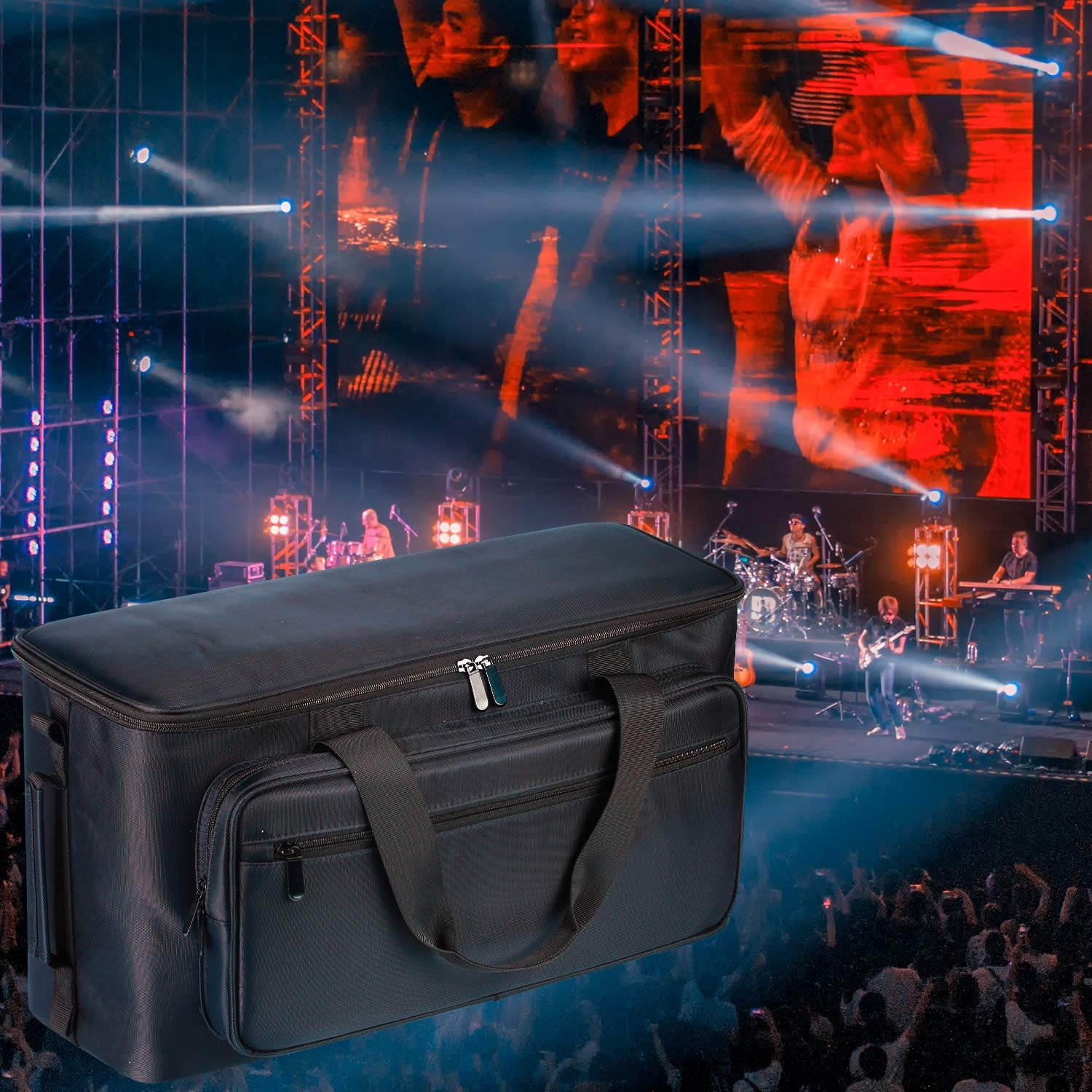 BUBM Large Travel Gig Band Cable File Bag,with double separate bags, Musical instrument Cable & Accessories Organizer Laptop Bag for 13inch macbook.