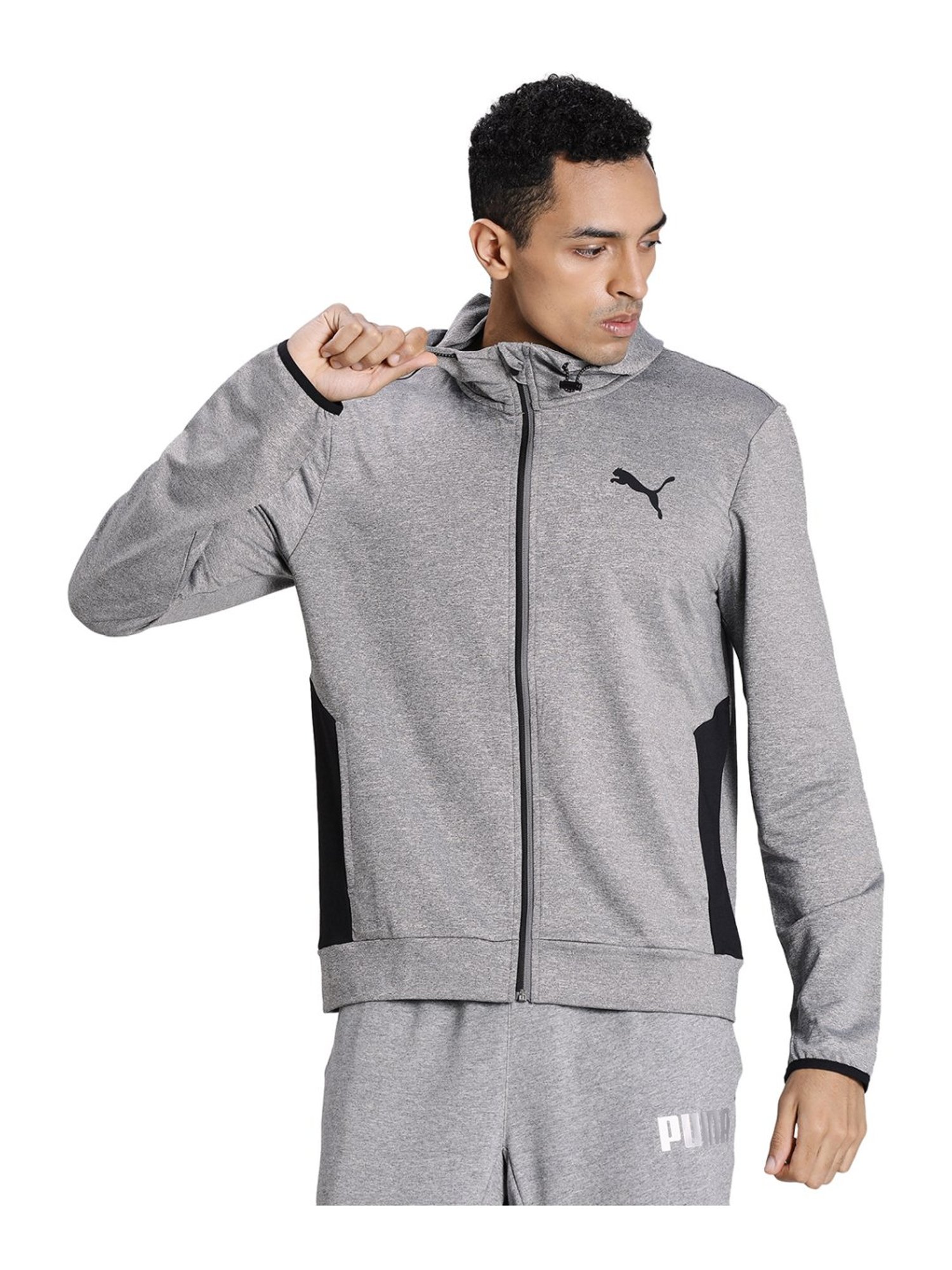 Puma Grey Slim Fit Hooded Jacket