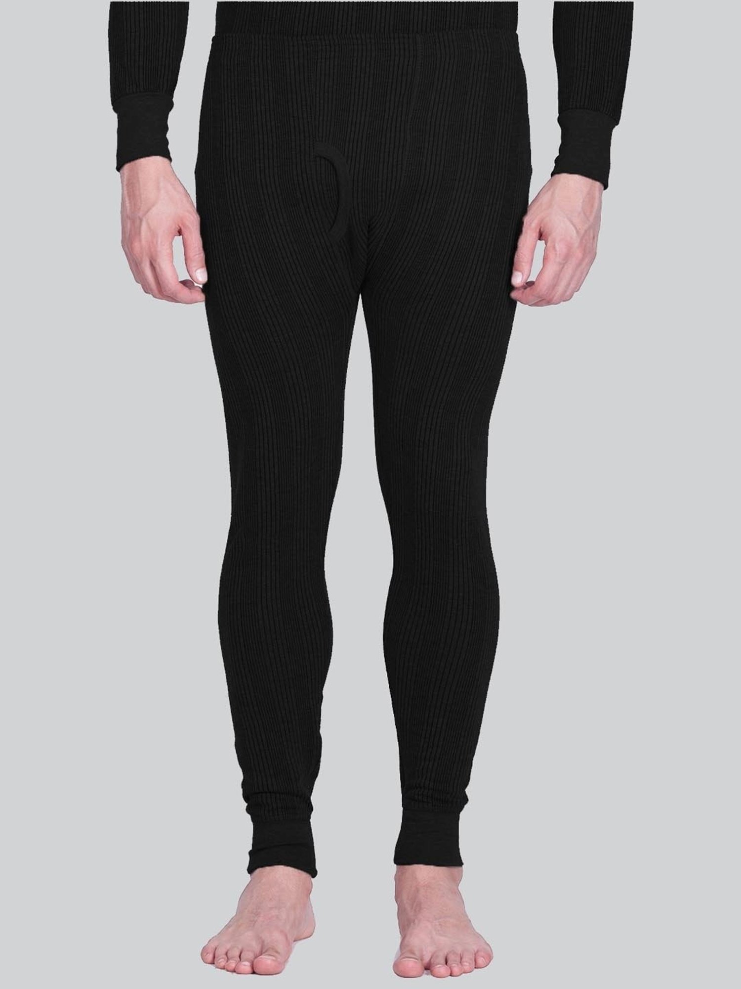 LUX Inferno Black Skinny Fit Striped Thermal Bottoms