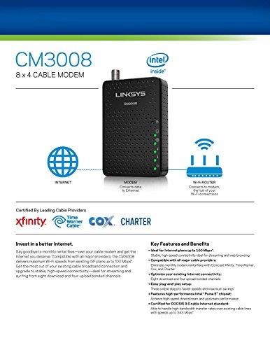 C6250100NAS AC1600 16x4 WiFi Cable Modem Router Combo C6250 DOCSIS 30 Certified for Xfinity Comcast Time Warner Cable Cox More Renewed