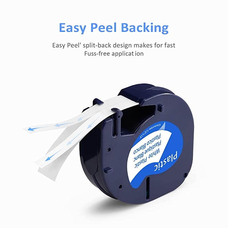 Replacement for DYMO LetraTag Refills 91330 91331 16952 91338B 91339 Black on White Clear Metallic Blue Green Tape for Letra Tag Label Maker LT-100H LT-100T QX50, 12mm x 4m 1/2'' x 13', 5-Pack