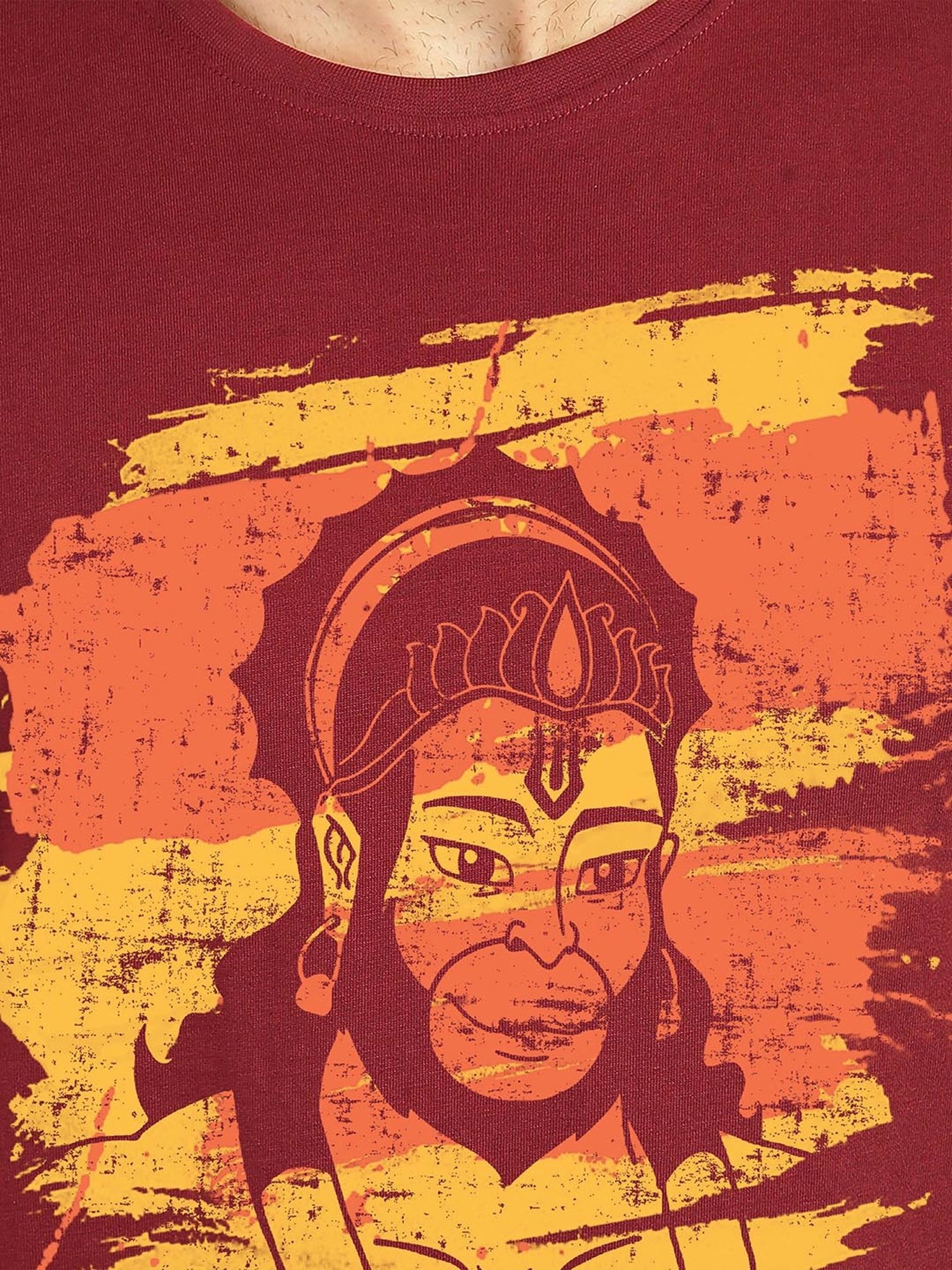 BLACK RADIO Maroon Slim Fit Printed Cotton Crew T-Shirt